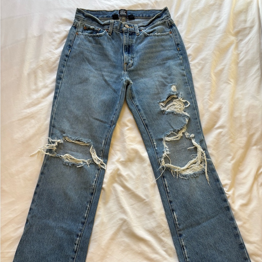 Urban Outfitters Ripped Blue Straight Leg Jeans